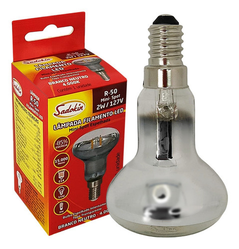 Lâmpada Spot Led R50 Espelhada 2w 127v E14 Neutro Cor da luz Branco-neutro 110V