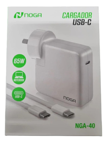 Cargador Noga Fuente Universal Para Notebook 65w - Tipo C