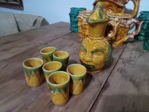 Comprar Juego Antiguo De Jarras Y Vasos De Cerámica Esmaltada