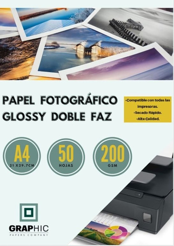 Papel Fotografico Glossy Doble Faz 200 Gr Tamaño A4 150hojas