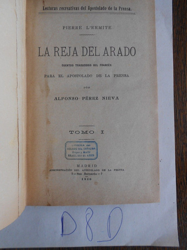 La Reja Del Arado. Cuentos. Pierre Lermite Encuadernado  N