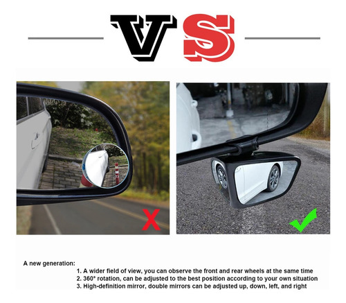 2 Piezas De Espejo De Punto Ciego Ajustable, Espejo