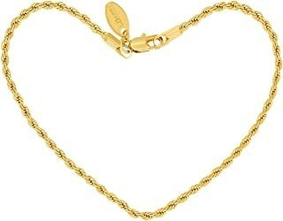 Pulsera De Cadena De Cuerda De 0.079 In Chapado En Oro R Pbh