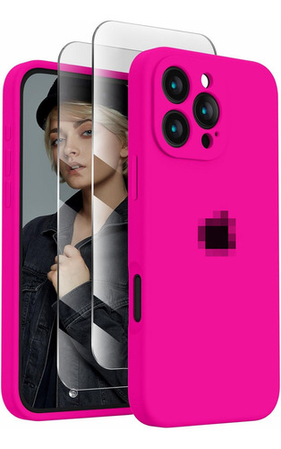 Funda De Teléfono Duradera De Silicona Líquida A Prueba De Golpes Y Pantalla De Vidrio Templado Para iPhone 16 Pro Max 15 14 13 12 11 Series