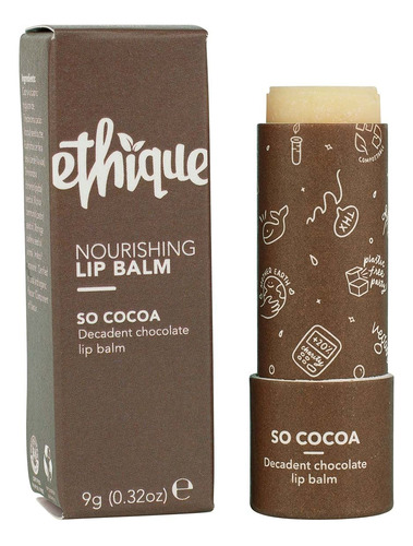 Ethique So Cocoa Nourishing Lip Balm - Sin Plástico, Vegan.