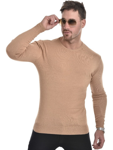Imagen 1 de 6 de Sweater Pullover Hombre Entallado De Hilo Liso Colores