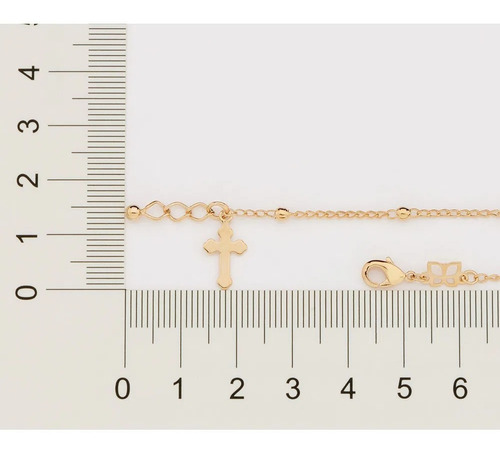 Pulseira Rommanel Com Pingente Cruz Pendurado E Bolas 552036