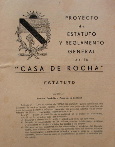 Folleto Proyecto Estatuto Y Reglamento De La Casa De Rocha