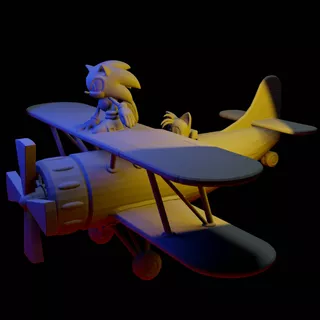 Sonic And Tails In Tornado(figuras De Plastico)