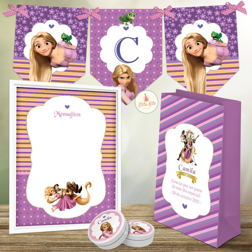 Kit Imprimible Rapunzel Cumpleaños + Banner, Personalizado