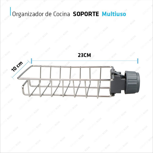 Imagen 4 de 10 de Soporte Porta Esponja Ajustable Canilla Cocina Baño Cromado