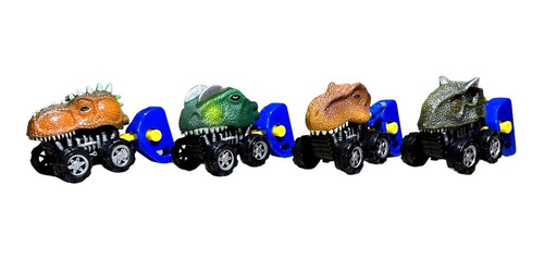 Imagen 2 de 9 de Auto Dinosaurio Con Lanzador Juguete Autito Pack X 4
