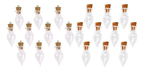 20x Mini Botellas Con Tapa Corcho Forma Lágrima Drop Diy