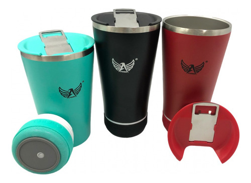 Copo Térmico Premium C/ Caixa De Som Bluetooth Altomex Top Cor Azul Liso