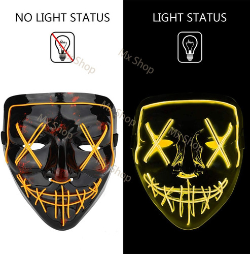 Imagen 2 de 6 de Máscara Luz Led La Purga Halloween La Purga Colores Calidad