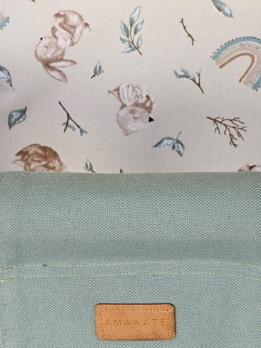 Hamaca Para Bebé Ivan - 6 Meses A 3 Años - Tela Y Madera Beige Con Diseños En Marrón Y Celeste