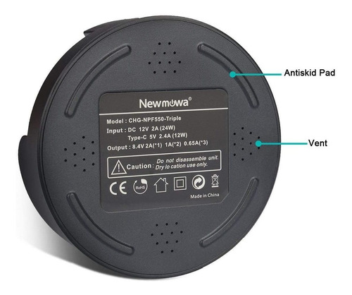 Imagen 6 de 6 de Cargador Rapido De 3 Canales Newmowa Para Sony Np-f550 Np-