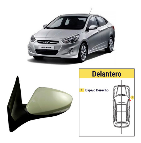 Espejo Derecho Electrico Hyundai Accent Rb 2011/2020 