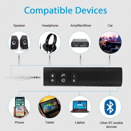 Receptor Bluetooth 3.5 Mm 3 En 1 Con Manos Libres Integrado.