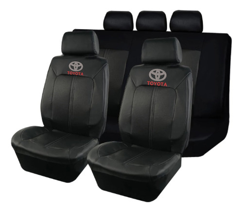 Cubreasiento Funda Simil Cuero Toyota Negro Bordado Regalo