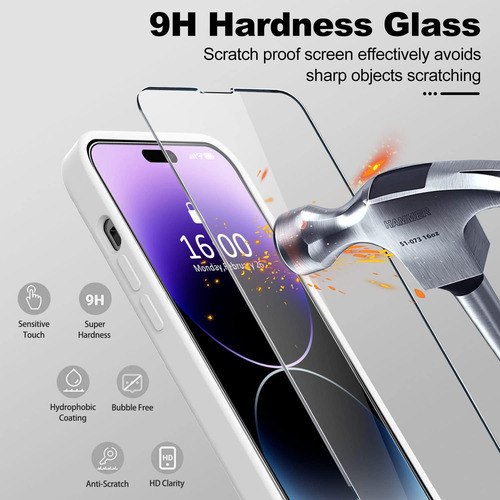 Funda De Teléfono Duradera De Silicona Líquida A Prueba De Golpes Y Pantalla De Vidrio Templado Para iPhone 16 Pro Max 15 14 13 12 11 Series
