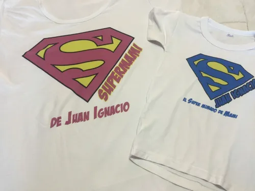 Combo Remeras Padre E Hijo, Super Heroe, Simpsons, Smile