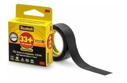 Fita Isolante Scotch 33+ 3m 5 Metros 19mm Kit 12 Unidades