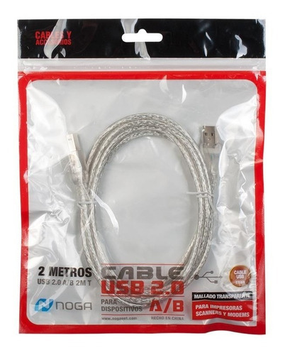 Imagen 2 de 3 de Cable Usb Impresora Cable Para Impresora Hp Samsung A/b Noga Color Transparente