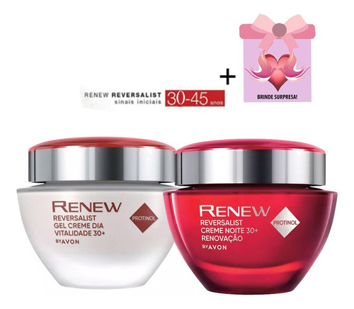  Avon Renew Reversalist Noite 50g + Creme Dia 50g + Brinde