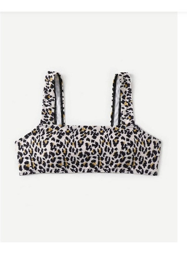 Top Bikini Con Estampado De Leopardo