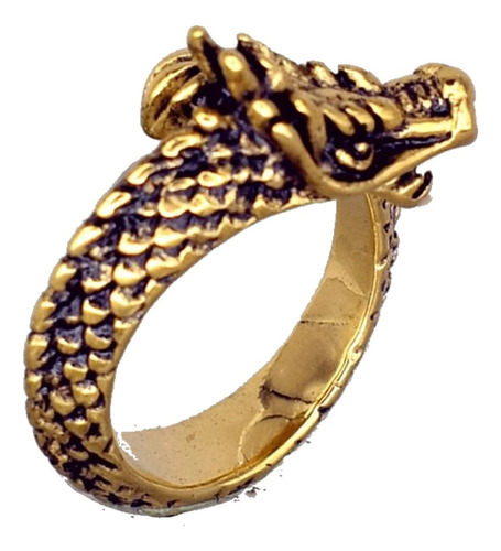 Anillo Alianza Dragón Dorado Acero Quirúrg. Premium Mix Gold