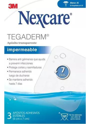 Nexcare Tegaderm Aposito Adhesivo Trans Imper 7 Dias 6x7cm 3