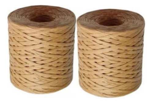 2 Rollos De Cinta De Papel De Rafia Natural Para Cuerda