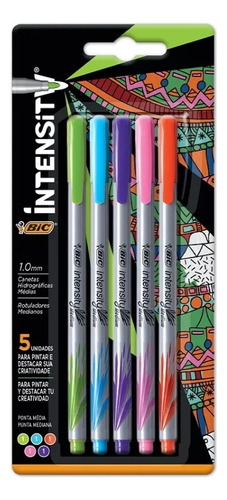 Bic Intensity Rotuladores Medianos Paquete Con 5 Piezas