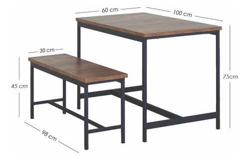 Juego De Comedor 3 Piezas: Mesa Y Bancas, Diseño Moderno Color Café Diseño De La Tela De Las Sillas 07502321361332