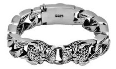 Pulsera De Plata S925 Tejida Con Cola De Caballo De Leopardo