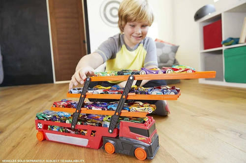 Hot Wheels Mega Remolque Camion Transportador Para 50 Autos Rojo