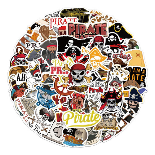 50 Pegatinas De Dibujos Animados De Piratas, Pegatinas De Vi