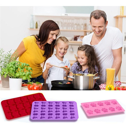 3 Moldes De Silicona Para Cachorros Con Forma De Pata Y Hues