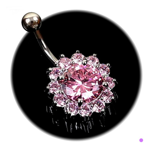 Piercing Ombligo Flor Brillantes Cristal Corporal Acero Pw3z