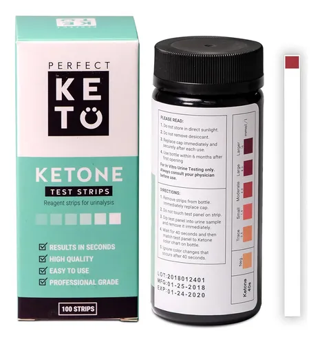 100 Tiras Reactivas Prueba Orina Cetona Cetosis Keto Ketosis
