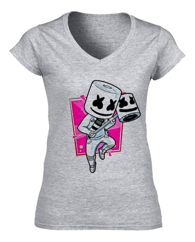 Remera Mujer Escote V - Marshmello Dj