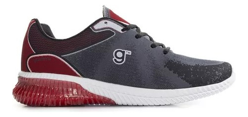 Zapatilla Sneakers Hombre Gummi Jogging Gris/rojo Deportivas