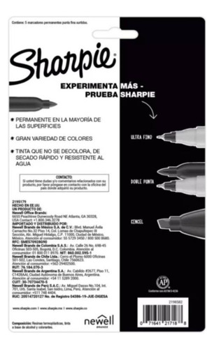 Plumones Permanentes Sharpie Punta Fina Retratos Set De 5