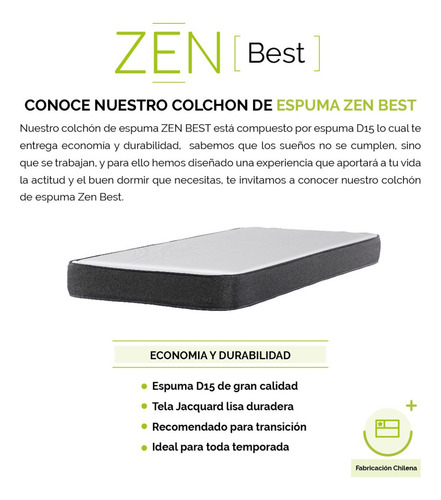 Colchon Zen Best Espuma 2 Plazas 150x190 Cm - Latam Home