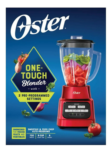 Licuadora Oster Roja One Touch 700 Watts 3 Vel Bcbgp-r00