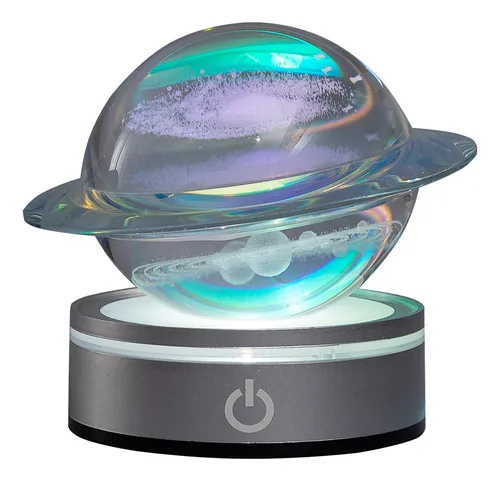 comprar Bola Cristal 3d Ufo Base Soporte Lampara Led Sistema Solar 6