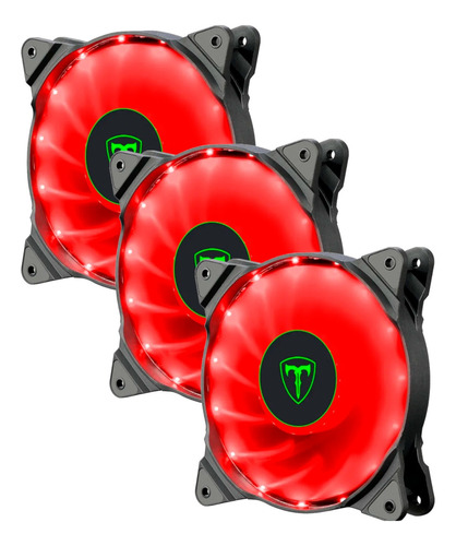 Kit 3 Cooler Vermelho 120mm Gamer Tgf-300r Pontos De Led Red