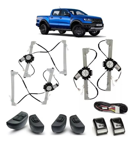 Kit Alza Cristales Ford Ranger X 4 Puertas Cab. Doble