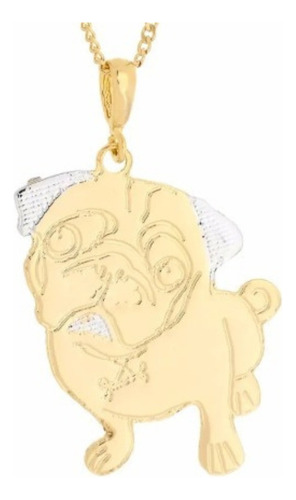 Colar Com Pingente Pug Folheado A Ouro 18k